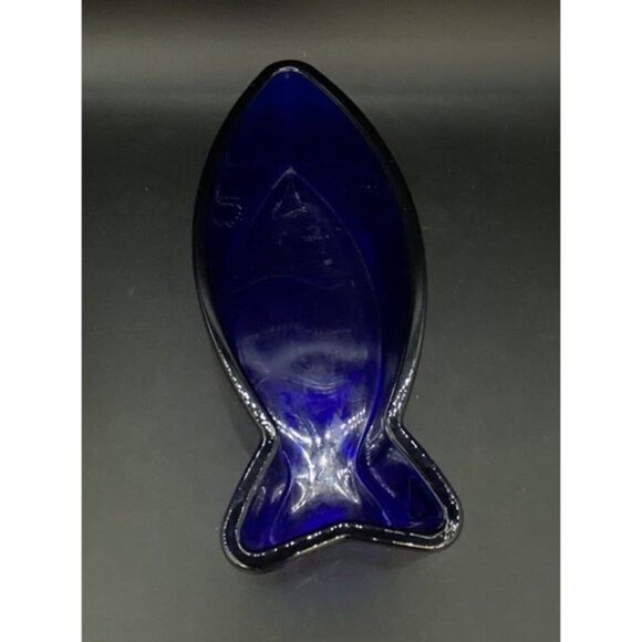 Cobalt Blue Fish 8” Serving Dish Vintage - Picture 2 of 12